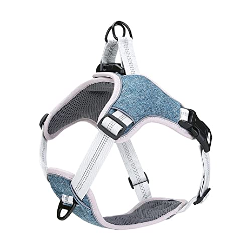 Nylon-Hundegeschirr, reflektierende, verstellbare Hundeweste, leicht zu kontrollieren, for kleine, mittelgroße Hunde (Color : Blue, Size : -L) von EKLART