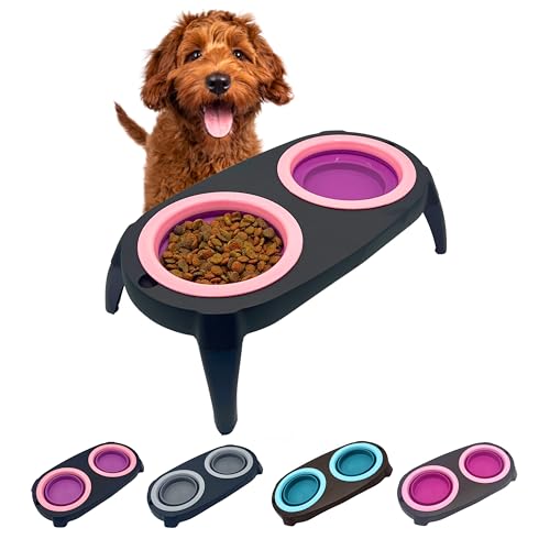 EL ÁTICO PETS Hundenapf Erhöht mit Antischlingnapf Hunde. Fressnapf Katze mit Trinkbrunnen für Katze. 2 Ausziehbare and Ausklappbare Katzennapf Flach. Erhöhter Hundenapf. Hunde Napfset (Rosa) von EL ÁTICO PETS