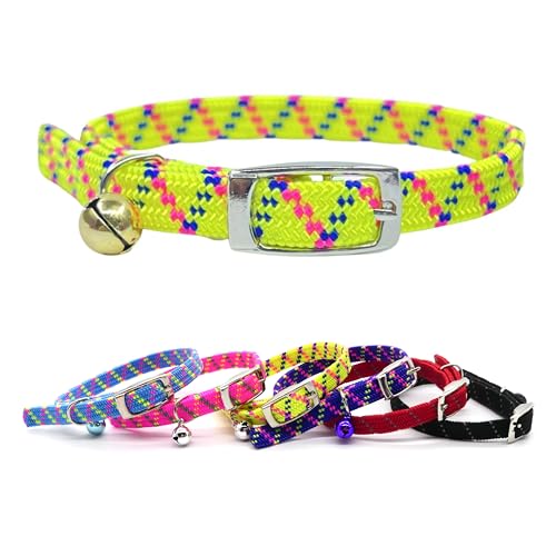 ELA Inc. Set mit 6 elastischen Katzenhalsbändern mit Glöckchen, 30,5 cm, verstellbar für Katze, Kätzchen, reflektierend und einfarbig, bequemer Stretch mit Metallschnalle, Rot, Schwarz, Rosa, Blau, ELA Inc. Set mit 6 elastischen Katzenhalsbändern mit Glöckchen, 30,5 cm, verstellbar für Katze, Kätzchen, reflektierend und einfarbig, bequemer Stretch mit Metallschnalle, Rot, Schwarz, Rosa, Blau, von ELA Inc.