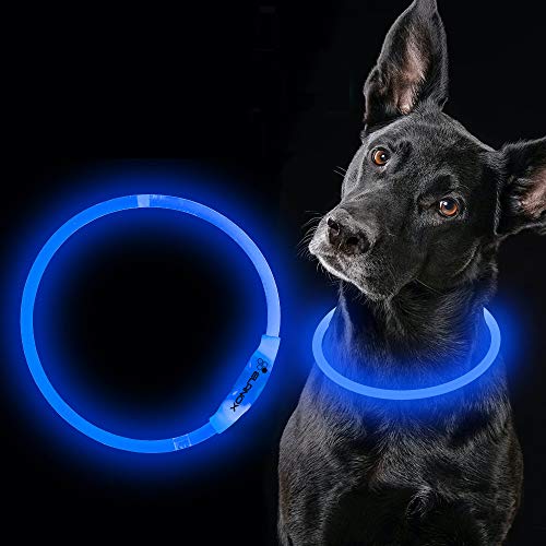 ELANOX LED Hundehalsband wiederaufladbar USB universelle Größe Leuchthalsband (blau) von ELANOX