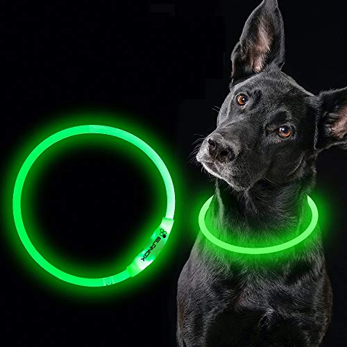ELANOX LED Hundehalsband wiederaufladbar USB universelle Größe Leuchthalsband (grün) von ELANOX
