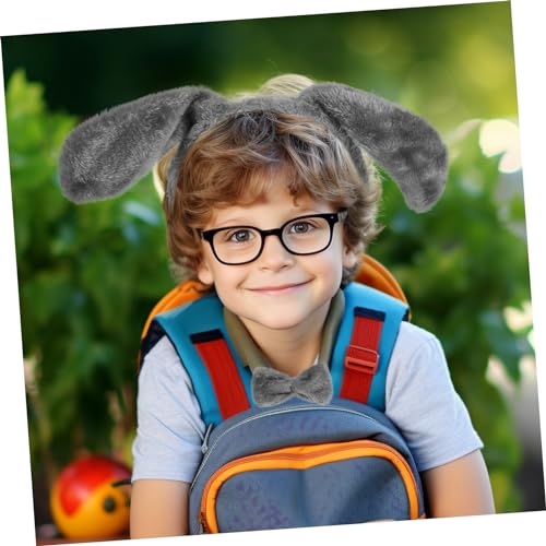 ELAYARD Plüsch Hund Stirnband mit und Fliege Weiches Langlebiges Cosplay Tierkostüm Zubehör für Party Karneval Halloween Bequemes Haararmes Teiliges für Welpen und von ELAYARD