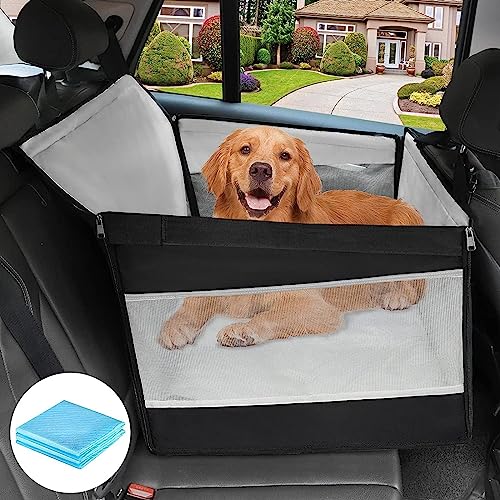 ELEGX Extra großer Hunde-Autositz für bis zu 31,8 kg oder 2 kleine Hunde, Sitzverlängerung für Hunde, belüftet und atmungsaktiv, Größe XXXL, Grau, 74,9 cm von ELEGX
