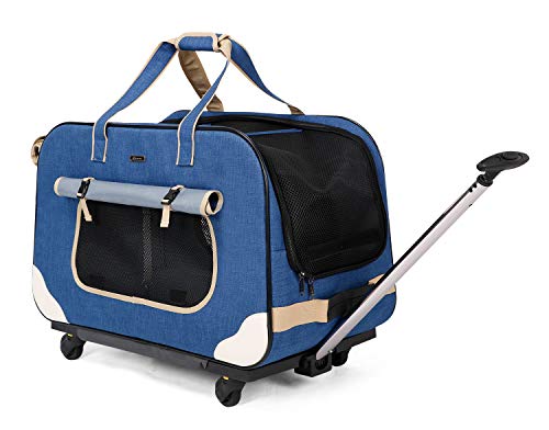 ELEGX Haustier-Transporttasche mit abnehmbaren Rädern, für kleine und mittelgroße Hunde / Katzen bis zu 17 kg von ELEGX