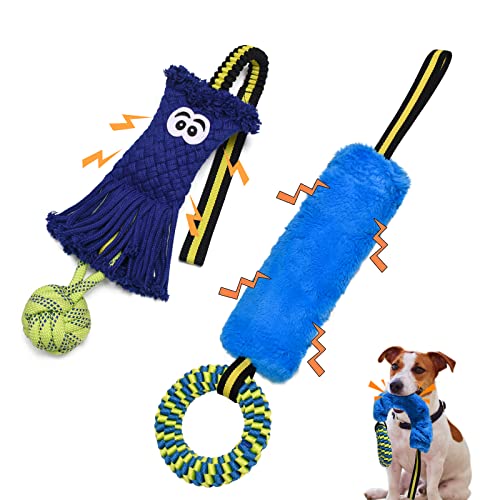 ELEGX Tug of War Hundespielzeug mit Bungee-Seil, quietschendes Hundespielzeug für aggressive Kauer, unzerstörbares Spielzeug für kleine, mittelgroße und große Rassen von ELEGX
