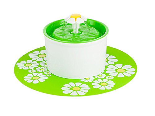 Haustier Trinkbrunnen Automatic Blumentrinkbrunnen mit Kohlefilter und Matte Pet Water Fountain 1,6L ideal für Katze kleine Hunde (Grün) von Eleoption
