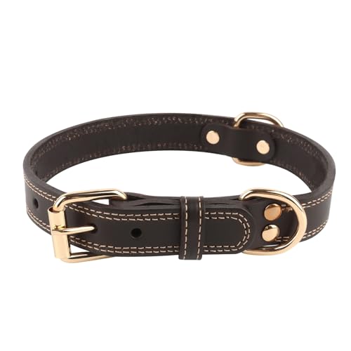 Hundehalsband Leder, ELEPRUC Halsband Hund, Hunde Halsbänder, Dog Collar, Weiches und Langlebiges Echtleder-Hundehalsband für Große Hunde, Verstellbar und in Elegantem Braun Hundehalsband Leder, ELEPRUC Halsband Hund, Hunde Halsbänder, Dog Collar, Weiches und Langlebiges Echtleder-Hundehalsband für Große Hunde, Verstellbar und in Elegantem Braun von ELEPRUC