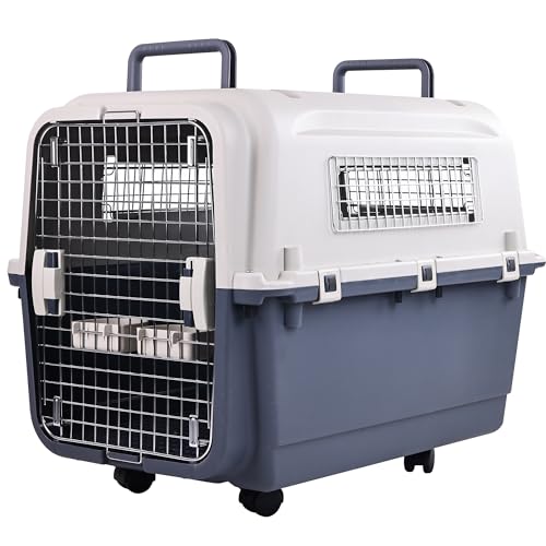 Elevon Kunststoffhütten, Kunststoff-Hundekäfig, von Fluggesellschaften zugelassene Haustier-Tragetasche für Hunde und Katzen, längere Reisen, L Elevon Kunststoffhütten, Kunststoff-Hundekäfig, von Fluggesellschaften zugelassene Haustier-Tragetasche für Hunde und Katzen, längere Reisen, L von ELEVON