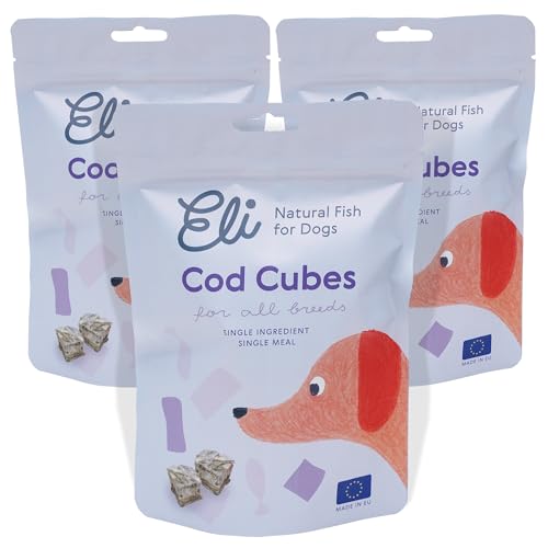 Eli Dorsch-Haut Würfel – Natürliche, proteinreiche Hundeleckerlis mit Omega-3, ideal als Belohnung oder Futter-Topping, Einzelzutat, getrocknet an der Luft, ohne Getreide & glutenfrei 3er Pack von ELI
