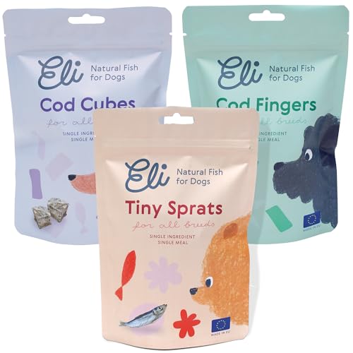 Eli Fish Mix 3er Pack – Natürliche Hundeleckerlis aus Kabeljau, Reich an Protein & Omega-3, Getreidefrei, Hypoallergen, Luftgetrocknet von ELI