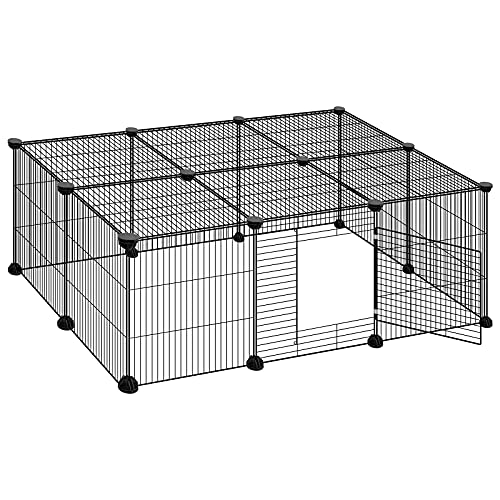 ELIGHTRY Freigehege Kaninchen Auslaufgitter Laufkäfig Gittergehege Meerschweinchen Hasen Hamster Welpenauslauf mit Tür DIY 16 Platten Schwarz BHT 109 x 39 x 74 cm ELIGHTRY Freigehege Kaninchen Auslaufgitter Laufkäfig Gittergehege Meerschweinchen Hasen Hamster Welpenauslauf mit Tür DIY 16 Platten Schwarz BHT 109 x 39 x 74 cm von ELIGHTRY