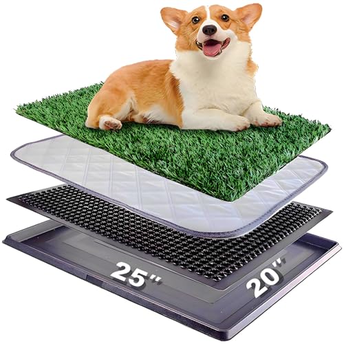 Hundegras-Töpfchen-Tablett, 63,5 x 50,8 cm, waschbar, für Welpen, Katzentoilette mit Kunstrasen, Welpen-Trainingspads, für drinnen und draußen, tragbares Töpfchen, Haustier-Klo, Hundegras-Pad mit Hundegras-Töpfchen-Tablett, 63,5 x 50,8 cm, waschbar, für Welpen, Katzentoilette mit Kunstrasen, Welpen-Trainingspads, für drinnen und draußen, tragbares Töpfchen, Haustier-Klo, Hundegras-Pad mit von ELLOTY