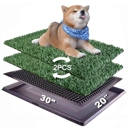 Hundegrasunterlage mit Tablett, 76,2 x 50,8 cm, Haustier-Töpfchen für Hunde, künstliches Gras, Urinierunterlage, Hundetoilette von ELLOTY