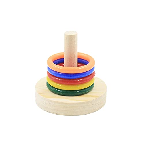 ELMAIN Bird Toys Papagei Holz Plattform Kunststoff Ringe Intelligenz Training Kauen Puzzle Spielzeug 1 Set S von ELMAIN