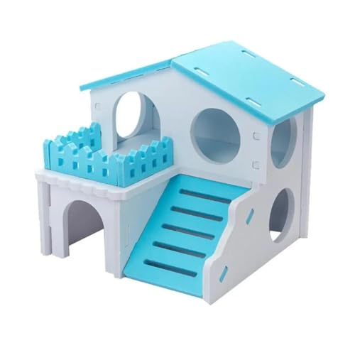 ELMAIN Hamster-Spielzeug, 2 Stück, Hamsterhaus, feuchtigkeitsbeständig, Holz, Hamsterspielzeug, Hamster, Versteck Zubehör, Spielzeug, Blau von ELMAIN