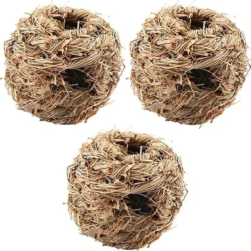 ELMAIN Hamster-Spielzeug, 3 Stück, gewebtes Grasstroh, kleines Kaninchen, Hamsterkäfig, Nest, Haus, Kauspielzeug, Igelbett ELMAIN Hamster-Spielzeug, 3 Stück, gewebtes Grasstroh, kleines Kaninchen, Hamsterkäfig, Nest, Haus, Kauspielzeug, Igelbett von ELMAIN