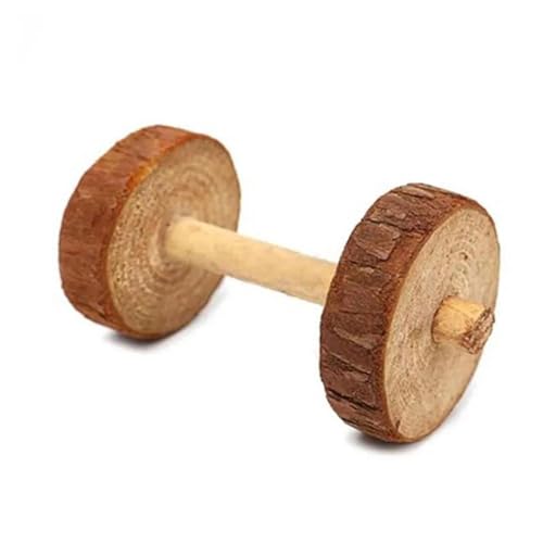 ELMAIN Hamster Spielzeug 1Pcs Nette Kaninchen Roller Spielzeug Natürliche Holz Kiefer Hanteln Einrad Glocke Kauspielzeug Haustier Backenzähne Spielzeug F von ELMAIN