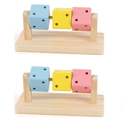 ELMAIN Hamster Spielzeug 2Pcs Kaninchen Kauspielzeug Holzplattform mit bunten Holzblöcken Hamster Schleifen Spielzeug von ELMAIN
