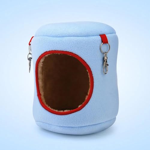 ELMAIN Hamster Spielzeug 2Pcs Kleine Tiere Haustier Haus Hamster Nest Stumpf Geformt Hängen Hängematte Winter Warme Baumwolle Betten Blau L von ELMAIN