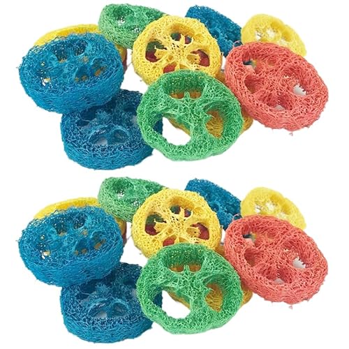 ELMAIN Hamster Spielzeug Haustier Molaren Natürliche Luffa Farbe Reinigung Luffa Scheiben Hamster Chinchilla Molar Spielzeug Snacks 20Pcs von ELMAIN