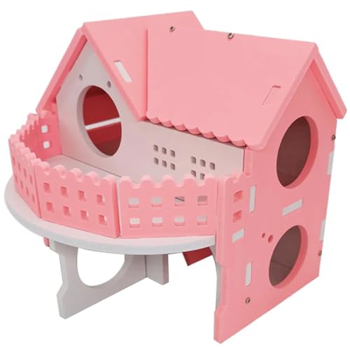 ELMAIN Hamster Toys Hamstervilla Spielzeug Kunststoff 2 Schichten Kleintier Versteck Haus Hamster Spielhaus Rosa von ELMAIN