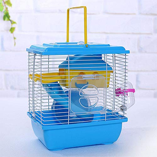 ELMAIN Hamsterspielzeug, 1 Stück Hamsterhütte mit transparentem Dachfenster, doppellagiges Haus für Hamsternb, Haustierbedarf, Blau von ELMAIN