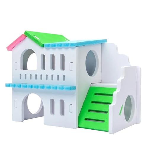 ELMAIN Hamsterspielzeug, 1 x Hamsterhaus, Nisthaus, Kleintiere, farbige Spielhütte, Villa, Kauspielzeug C von ELMAIN