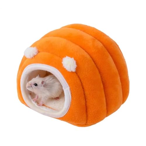 ELMAIN Hamsterspielzeug, 2 Stück, Hamsterhaus, Tierkissen, Nest für kleine Haustiere, einfarbig, winddicht, dickes Plüschnest, Orange von ELMAIN