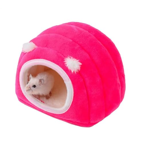 ELMAIN Hamsterspielzeug, 2 Stück, Hamsterhaus, Tierkissen, Nest für kleine Haustiere, einfarbig, winddicht, dickes Plüschnest, Rosa von ELMAIN