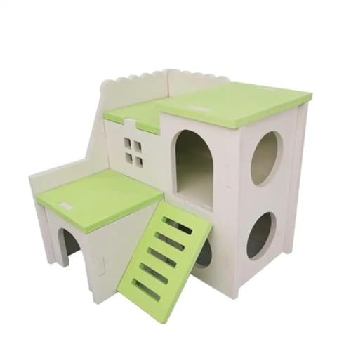 ELMAIN Hamsterspielzeug, 2 Stück, Hamsterversteck mit Leiter, belüftet, doppellagig, Igel, Chinchilla, Villa grün von ELMAIN