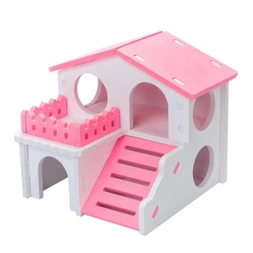 ELMAIN Hamsterspielzeug 2 Stück Hamsterhaus feuchtigkeitsbeständig Holz Hamster Spielzeug Hamster Versteck Zubehör Spielzeug Rosa von ELMAIN
