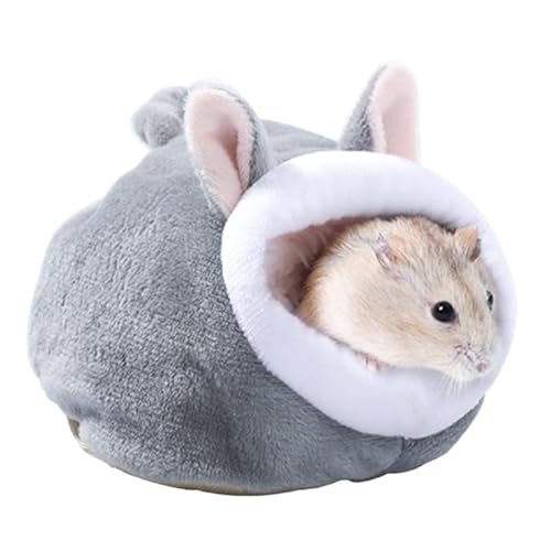 ELMAIN Hamsterspielzeug 3 Stück Hamsterbett Winter Warm Samt Kleiner Haustierkäfig Schlafnest Bett für Meerschweinchen Igel Eichhörnchen Grau von ELMAIN