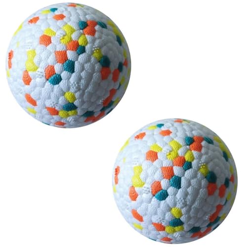 ELMAIN Hundespielzeug, solides Spielzeug, Ball, interaktives Hundespielzeug, leichter Popcornball, Kaugummiball, hochelastisches Beißspielzeug, 2 Stück, A, 64 mm von ELMAIN