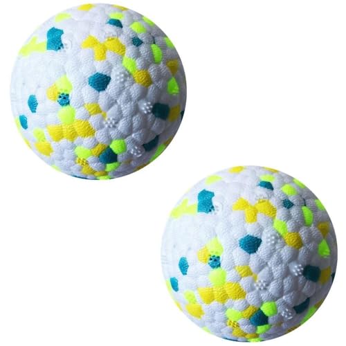 ELMAIN Hundespielzeug, solides Spielzeug, Ball, interaktives Hundespielzeug, leichter Popcornball, Kaugummiball, hochelastisches Beißspielzeug, 2 Stück, B, 64 mm von ELMAIN
