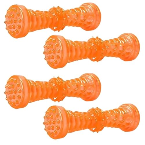 ELMAIN Hundespielzeug, widerstandsfähig, bissfest, Zahnbürste, Knochenspielzeug, interaktives Welpenspielzeug, Hundeknochen, Gummi, 4 Stück, Orange, L ELMAIN Hundespielzeug, widerstandsfähig, bissfest, Zahnbürste, Knochenspielzeug, interaktives Welpenspielzeug, Hundeknochen, Gummi, 4 Stück, Orange, L von ELMAIN