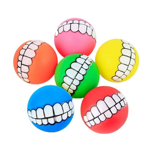 ELMAIN Hundespielzeug aus Gummi, quietschend, Zahnreinigung, Kauspielzeug, Welpenspielzeug, Ball, bissfest, Haustierspielzeug, 7 cm, 6 Stück, 1 Stück, zufällig ELMAIN Hundespielzeug aus Gummi, quietschend, Zahnreinigung, Kauspielzeug, Welpenspielzeug, Ball, bissfest, Haustierspielzeug, 7 cm, 6 Stück, 1 Stück, zufällig von ELMAIN