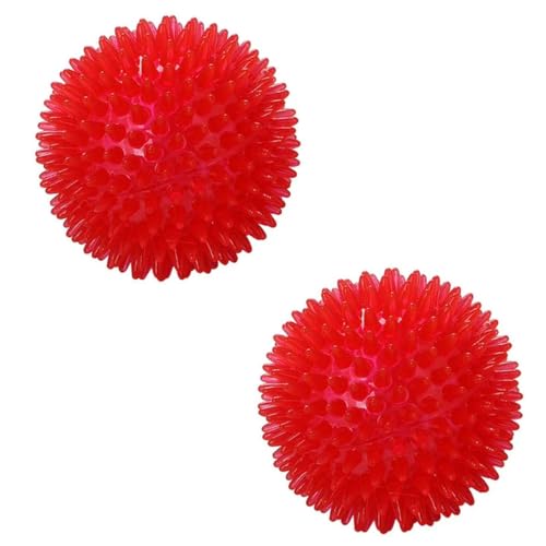 ELMAIN Hundespielzeug für Katzen, Welpen, klingendes Spielzeug, quietschende Zahnreinigung, Ballpet Zähne Kauspielzeug, Dornenbälle, 2 Stück, rot, 9 cm ELMAIN Hundespielzeug für Katzen, Welpen, klingendes Spielzeug, quietschende Zahnreinigung, Ballpet Zähne Kauspielzeug, Dornenbälle, 2 Stück, rot, 9 cm von ELMAIN