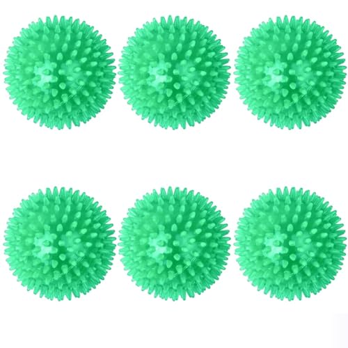 ELMAIN Hundespielzeug für Katzen, Welpen, klingendes Spielzeug, quietschender Zahnreinigungsball, Training, Haustierzähne, Kauspielzeug, Dornbälle, 6 Stück, Grün, 9 cm von ELMAIN