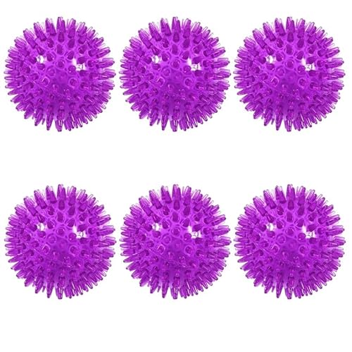 ELMAIN Hundespielzeug für Katzen, Welpen, klingendes Spielzeug, quietschender Zahnreinigungsball, Training, Haustierzähne, Kauspielzeug, Dornenbälle, 6 Stück, Lila, 6,5 cm ELMAIN Hundespielzeug für Katzen, Welpen, klingendes Spielzeug, quietschender Zahnreinigungsball, Training, Haustierzähne, Kauspielzeug, Dornenbälle, 6 Stück, Lila, 6,5 cm von ELMAIN