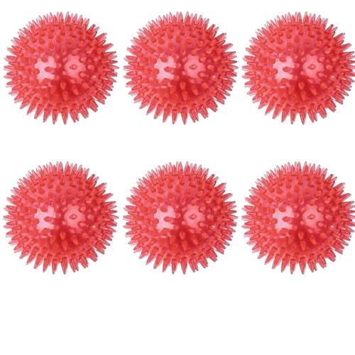 ELMAIN Hundespielzeug für Katzen, Welpen, klingendes Spielzeug, quietschender Zahnreinigungsball, Training, Haustierzähne, Kauspielzeug, Dornenbälle, 6 Stück, rot, 6,5 cm ELMAIN Hundespielzeug für Katzen, Welpen, klingendes Spielzeug, quietschender Zahnreinigungsball, Training, Haustierzähne, Kauspielzeug, Dornenbälle, 6 Stück, rot, 6,5 cm von ELMAIN