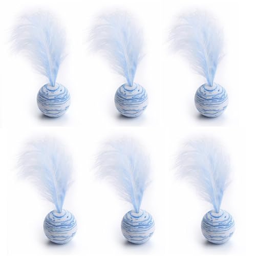 ELMAIN Katzenspielzeug Ball Federspielzeug Stern Ball Plus Feder Schaum Ball Werfen Spielzeug Interaktives Plüschtiere Kätzchen Spielzeug 6Pcs Blau ELMAIN Katzenspielzeug Ball Federspielzeug Stern Ball Plus Feder Schaum Ball Werfen Spielzeug Interaktives Plüschtiere Kätzchen Spielzeug 6Pcs Blau von ELMAIN