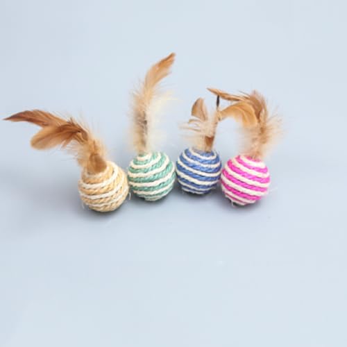 ELMAIN Katzenspielzeug Haustier Rattan Ball Katzenspielzeug Lustige Faux Feder Katze Glocke Ball Kätzchen Spielen Interaktiver Ball Spielzeug 4Pcs B ELMAIN Katzenspielzeug Haustier Rattan Ball Katzenspielzeug Lustige Faux Feder Katze Glocke Ball Kätzchen Spielen Interaktiver Ball Spielzeug 4Pcs B von ELMAIN