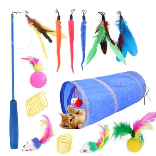 ELMAIN Katzenspielzeug Maus Form Bälle Faltbare Katze Spiel Tunnel Katze Stick Liefert Simulation Fisch Katze Zubehör 1Set L ELMAIN Katzenspielzeug Maus Form Bälle Faltbare Katze Spiel Tunnel Katze Stick Liefert Simulation Fisch Katze Zubehör 1Set L von ELMAIN