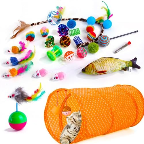 ELMAIN Katzenspielzeug Maus Form Bälle Faltbare Katze Spiel Tunnel Katze Stick Liefert Simulation Fisch Katze Zubehör 1Set O ELMAIN Katzenspielzeug Maus Form Bälle Faltbare Katze Spiel Tunnel Katze Stick Liefert Simulation Fisch Katze Zubehör 1Set O von ELMAIN