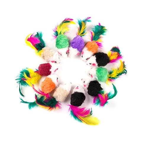 ELMAIN Katzenspielzeug Mini Soft Fleece Falsche Maus Katzenspielzeug Bunte Feder Spielen Training Spielzeug Für Kätzchen Welpen 10 Stück ELMAIN Katzenspielzeug Mini Soft Fleece Falsche Maus Katzenspielzeug Bunte Feder Spielen Training Spielzeug Für Kätzchen Welpen 10 Stück von ELMAIN