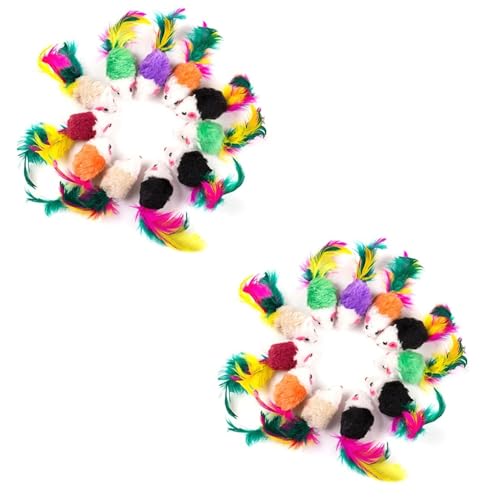 ELMAIN Katzenspielzeug Mini Soft Fleece Falsche Maus Katzenspielzeug Bunte Feder Spielen Training Spielzeug Für Kätzchen Welpen 20 Stück ELMAIN Katzenspielzeug Mini Soft Fleece Falsche Maus Katzenspielzeug Bunte Feder Spielen Training Spielzeug Für Kätzchen Welpen 20 Stück von ELMAIN