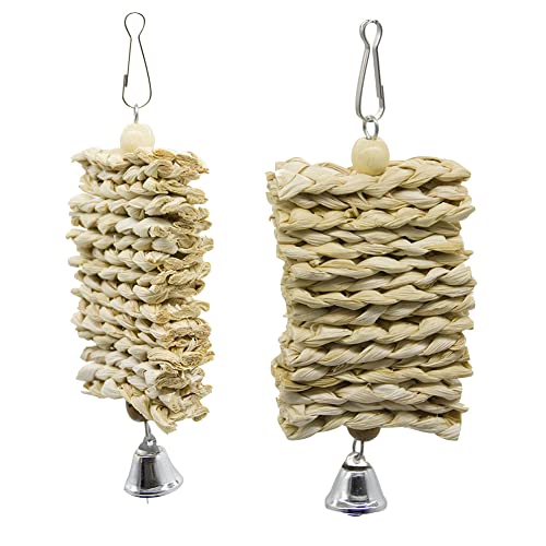 ELMAIN Vogelspielzeug für Vogel, Papageien, Kauspielzeug, Holzgras, Kauspielzeug, zum Aufhängen, Käfig, Schaukel, Kletterspielzeug, mit Glocke, 2 Stück ELMAIN Vogelspielzeug für Vogel, Papageien, Kauspielzeug, Holzgras, Kauspielzeug, zum Aufhängen, Käfig, Schaukel, Kletterspielzeug, mit Glocke, 2 Stück von ELMAIN