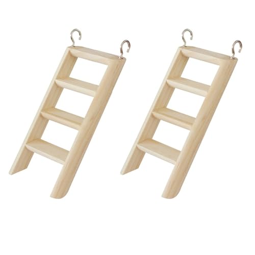 Hamster-Spielzeug, Hamster, Kletterleiter mit Haken, Holzbrücke, Kauspielzeug für Meerschweinchen, Igel, Streifenhörnchen, 2 Stück Hamster-Spielzeug, Hamster, Kletterleiter mit Haken, Holzbrücke, Kauspielzeug für Meerschweinchen, Igel, Streifenhörnchen, 2 Stück von ELMAIN