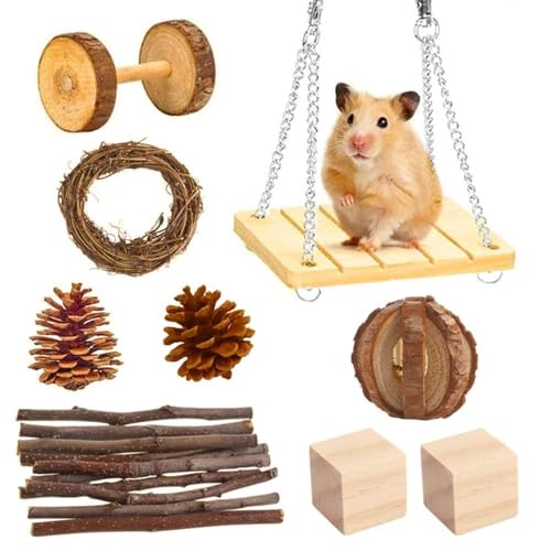 Hamsterspielzeug, Hamsterspielzeug-Set, Hamster, Kaninchen, Spielzeug, Haustier, Meerschweinchen, Papagei, Spielenzähne aus Holz, 1 Set 04 von ELMAIN