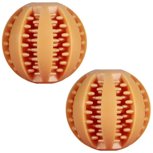 Hundespielzeug, Gummiball für Welpen, Hundespielzeug für Welpen, große Hunde, Zahnreinigung, Snackball, Spielzeug, 2 Stück, Orange, 5 cm Hundespielzeug, Gummiball für Welpen, Hundespielzeug für Welpen, große Hunde, Zahnreinigung, Snackball, Spielzeug, 2 Stück, Orange, 5 cm von ELMAIN